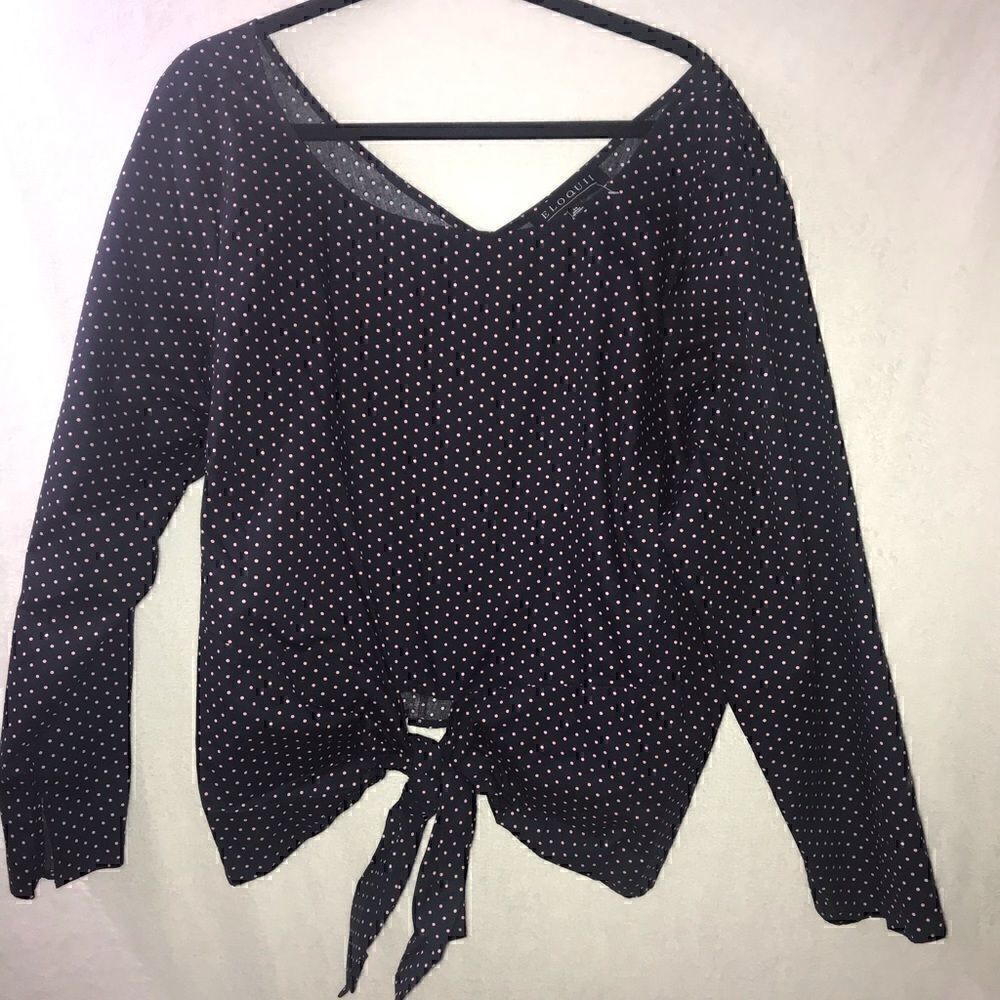 Eloquii Polka Dot Tie Front Top-Sz 24 - Picture 3 of 9